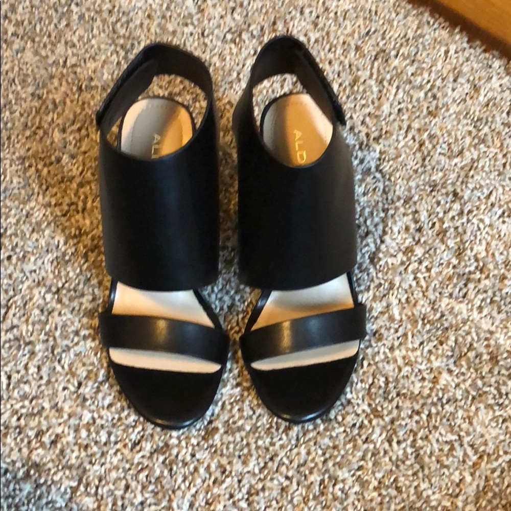 Never worn black Aldo heels w/ Velcro ankle straps